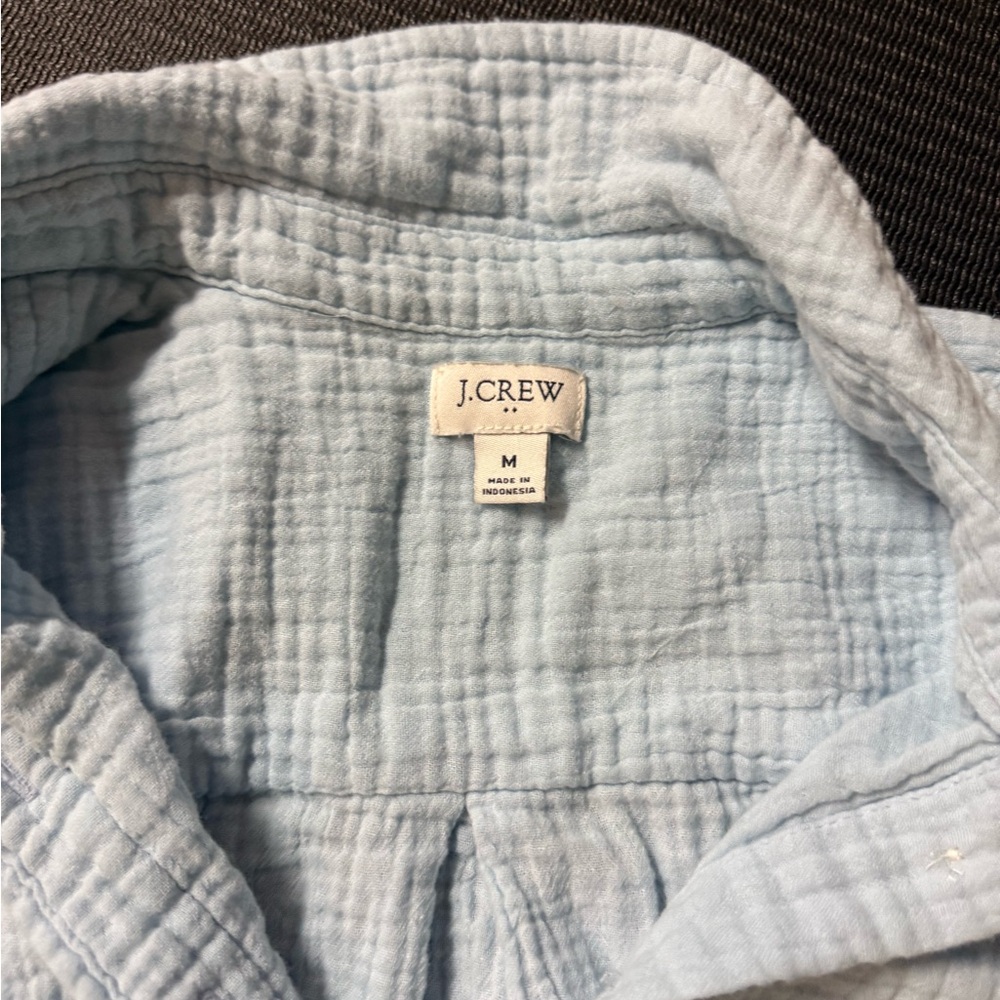 J. Crew Light Blue Cotton Gauze Button-Down Shirt - Picture 2 of 3
